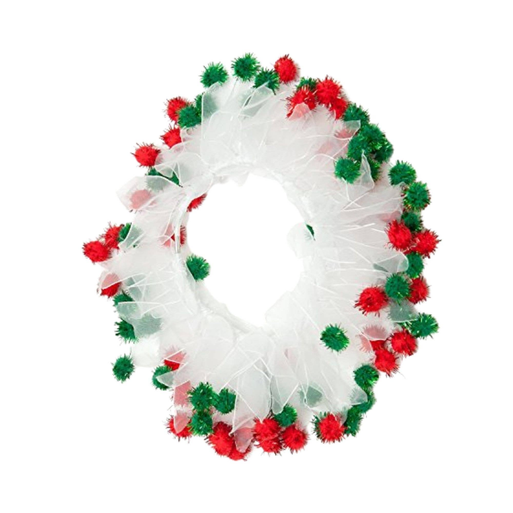 Small Midlee White/Red Christmas Plush Bell Collar 